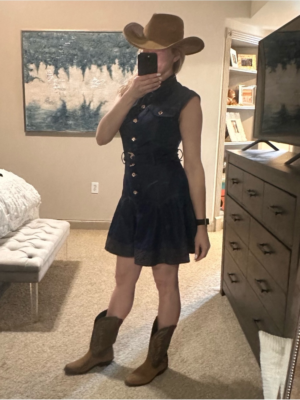 Brown Western Leather Cowboy Boots - Picture 4 of 9